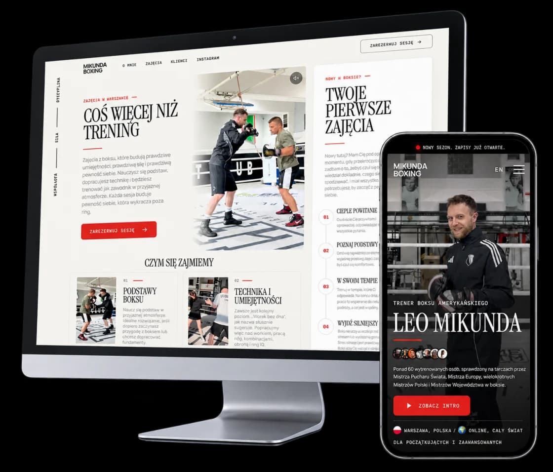 Strona Mikunda Boxing na desktopie i telefonie