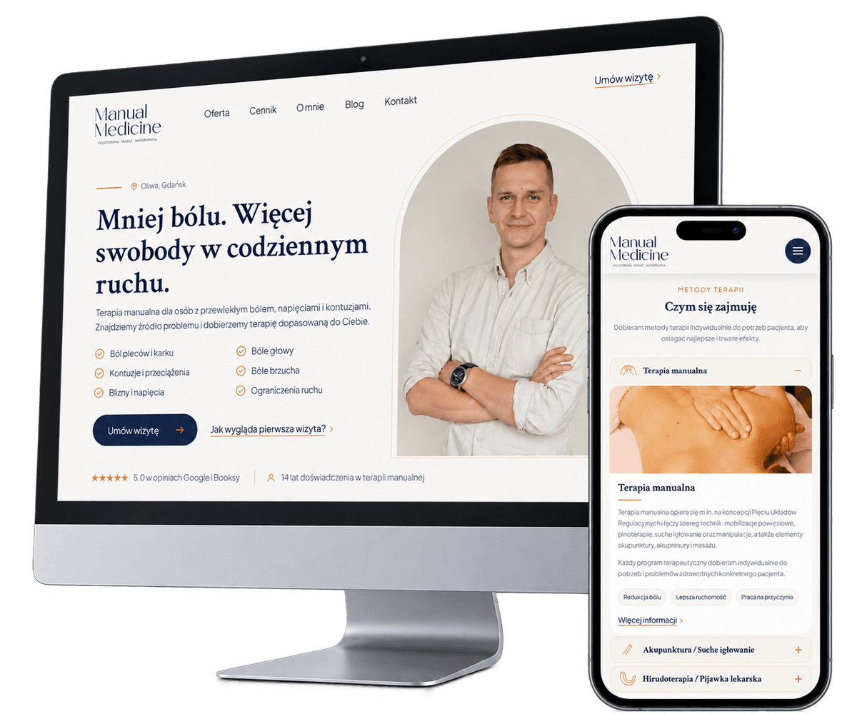 Podgląd strony internetowej na desktopie i telefonie