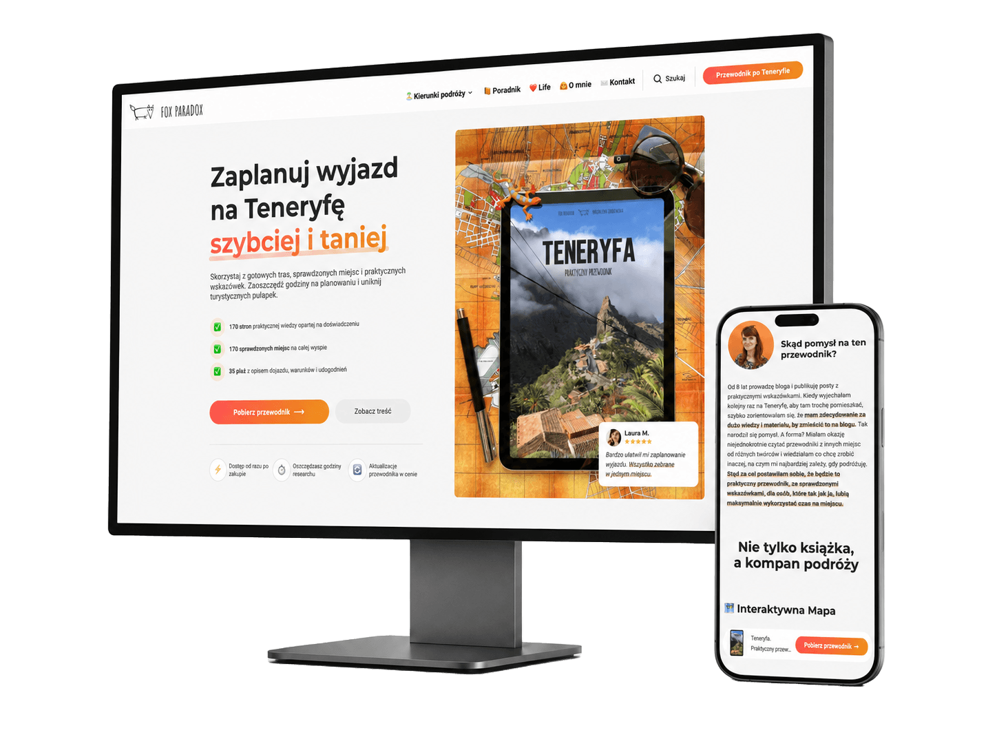 Podgląd projektu FoxParadox na desktopie i telefonie