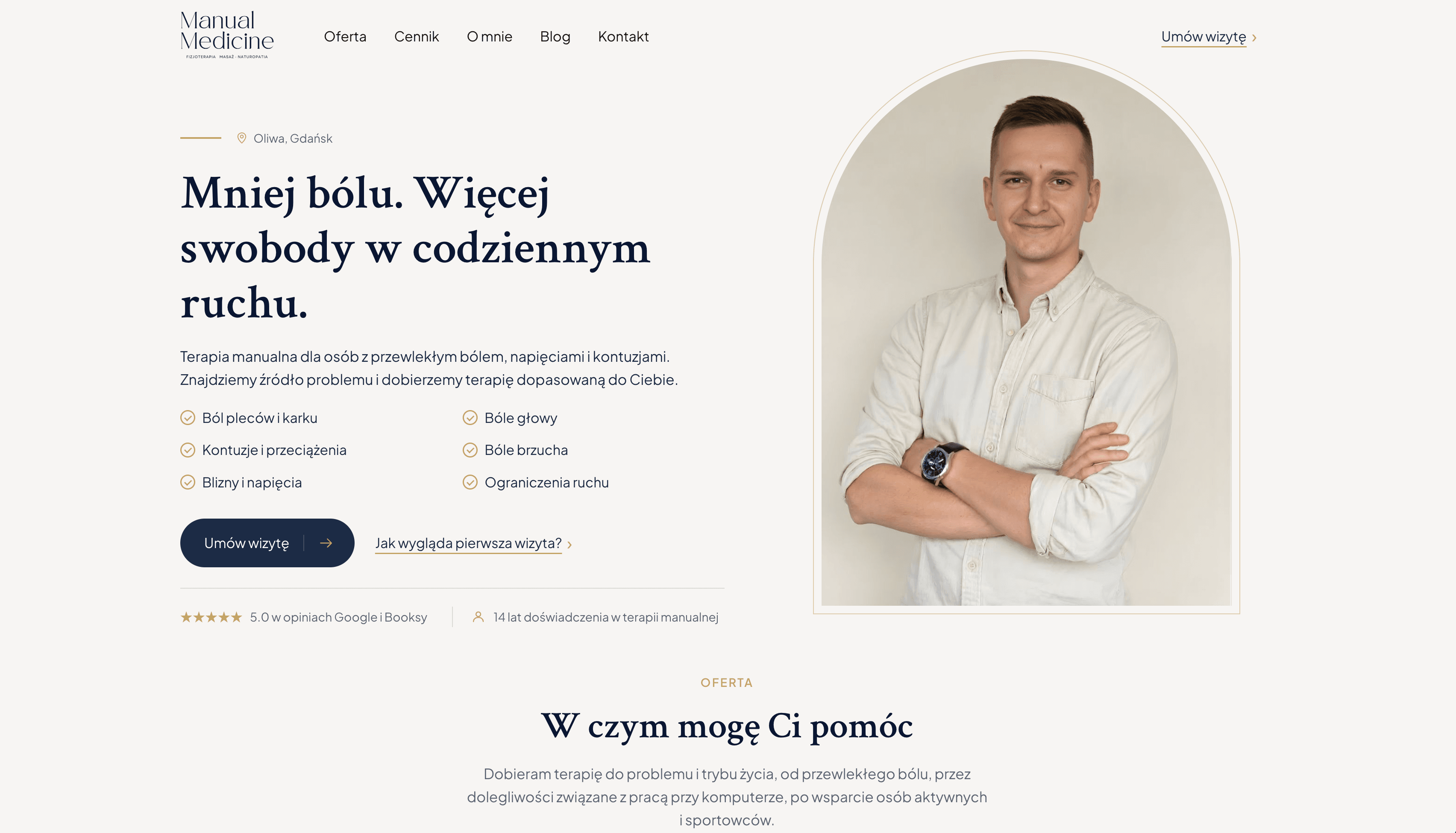 Strona Manual Medicine po redesignie