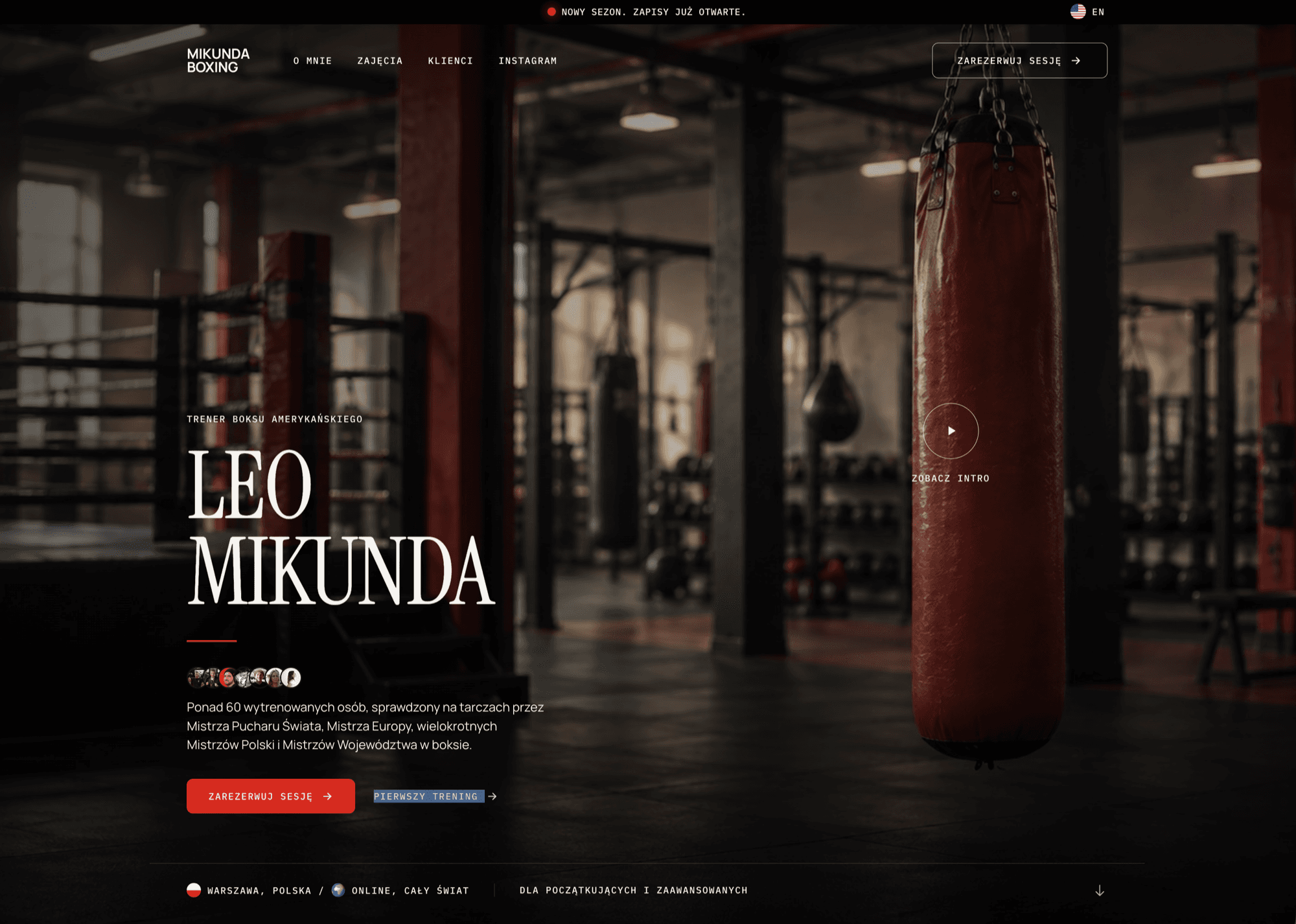 Strona Mikunda Boxing po redesignie
