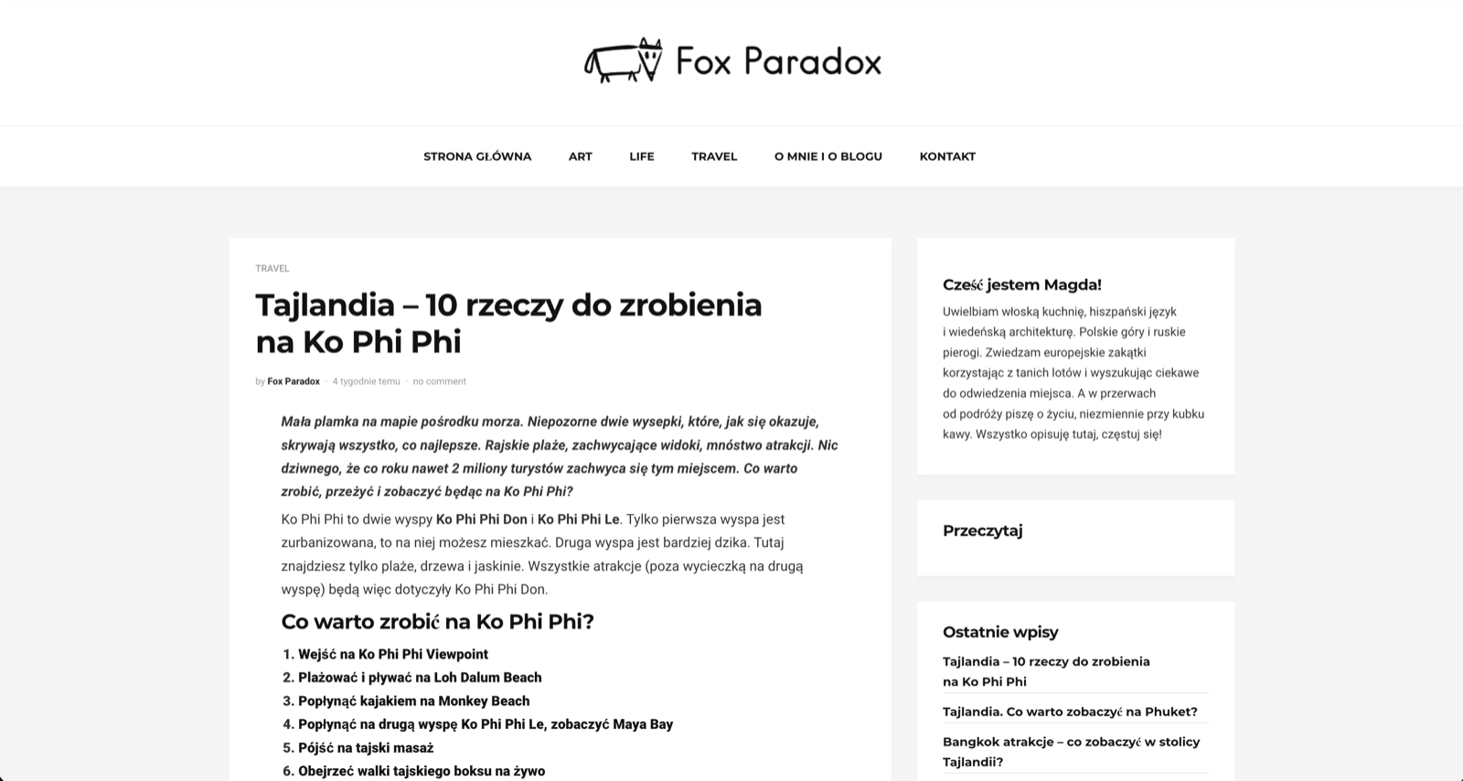 Blog Fox Paradox przed makeoverem